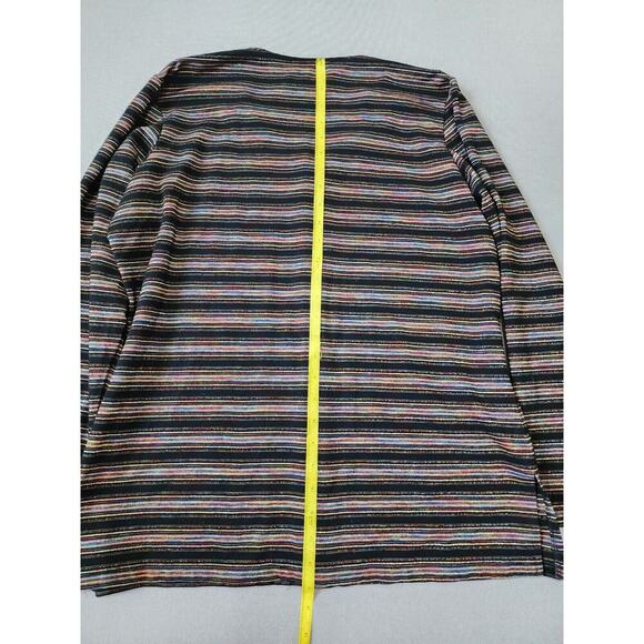 Chico's Design Women's Black Multi Striped Long Sleeve Button Front Cardigan - Picture 5 of 10